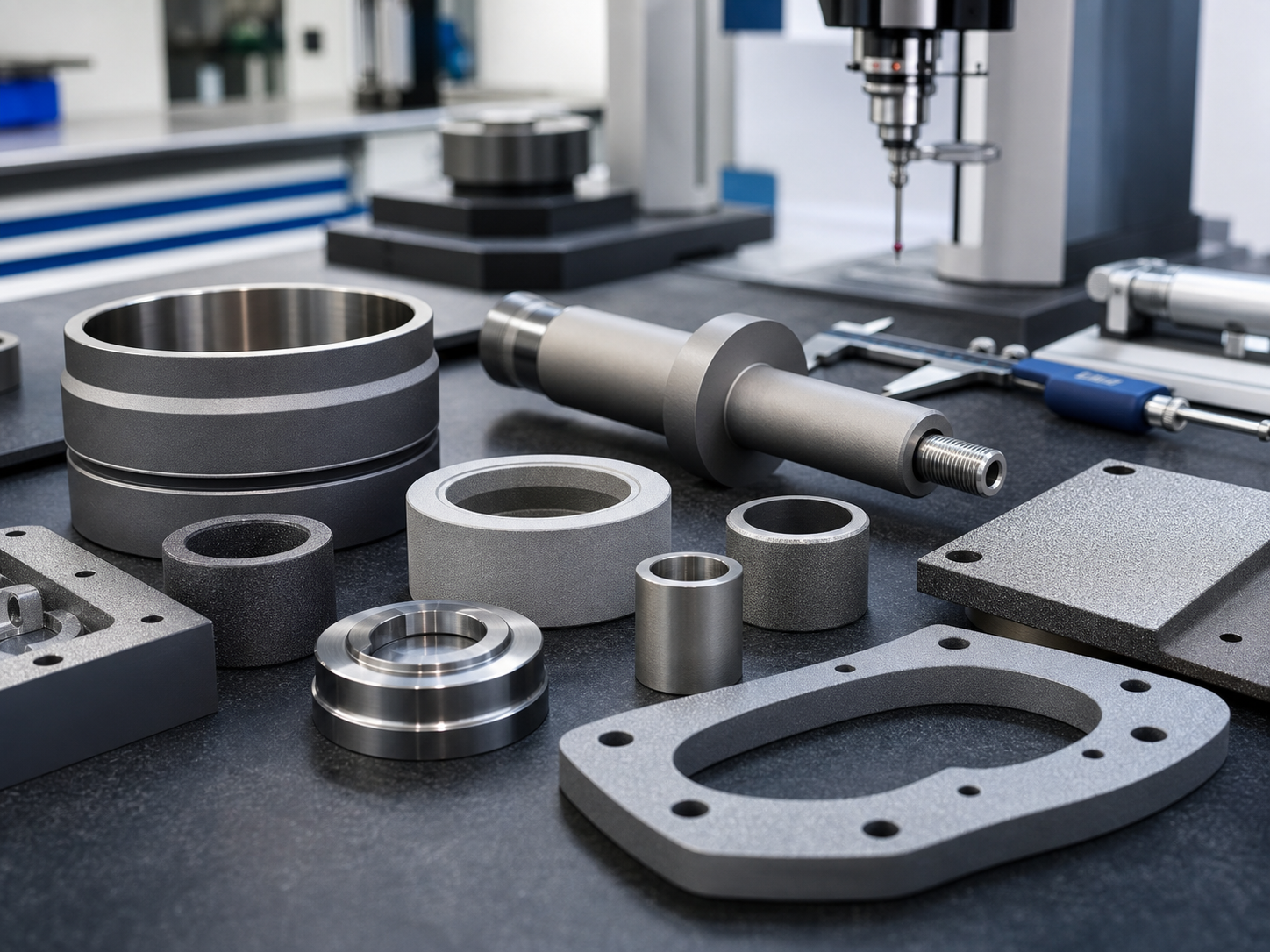 Precision coated industrial components arranged for inspection